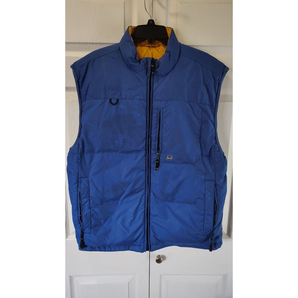 Cinch Tech Men's Reversible Quilted Puffer Vest Blue & Yellow Large